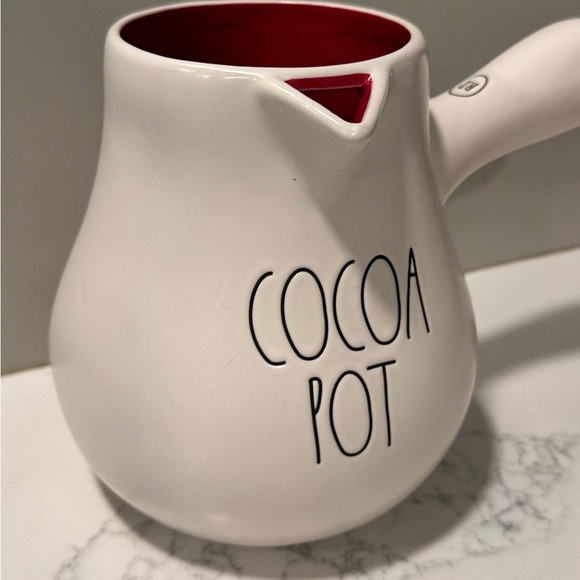 Rae Dunn White Cocoa Pot with Red Interior - Picture 3 of 9